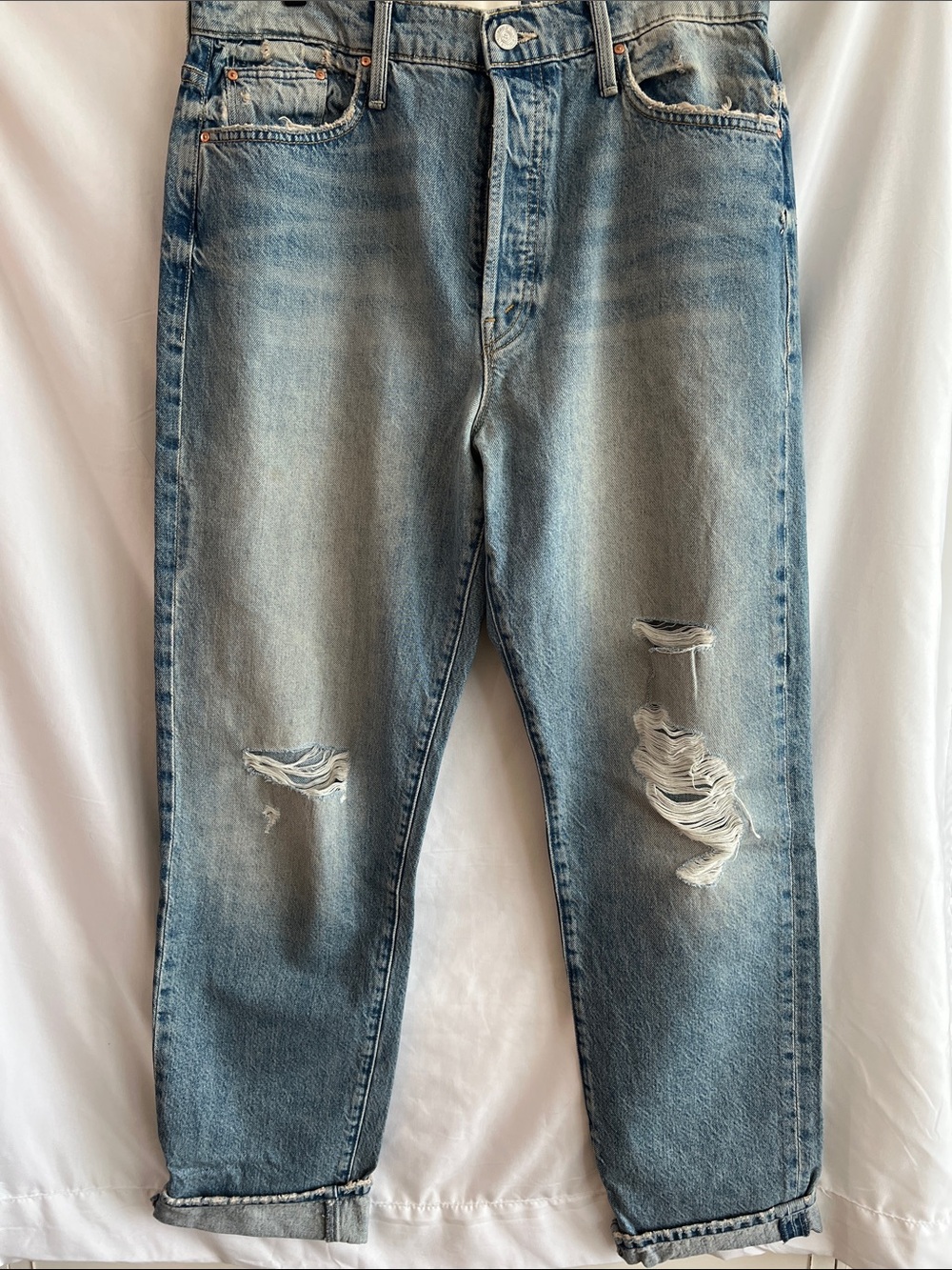 MOTHER The Huffy Skimp  distressed High-Rise Relaxed Jeans Sz 32 NWOT